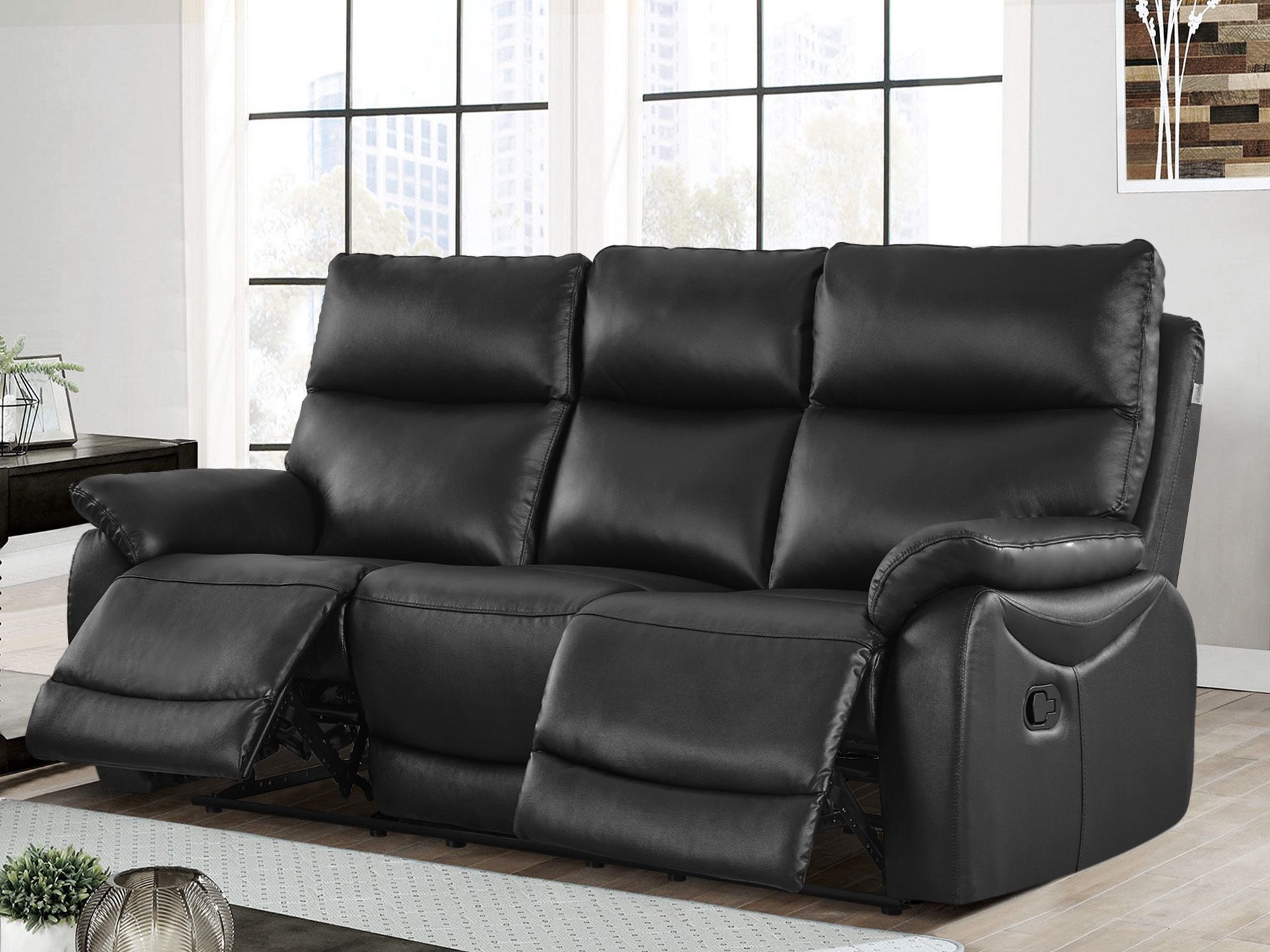 3 seater black recliner sofa 2025