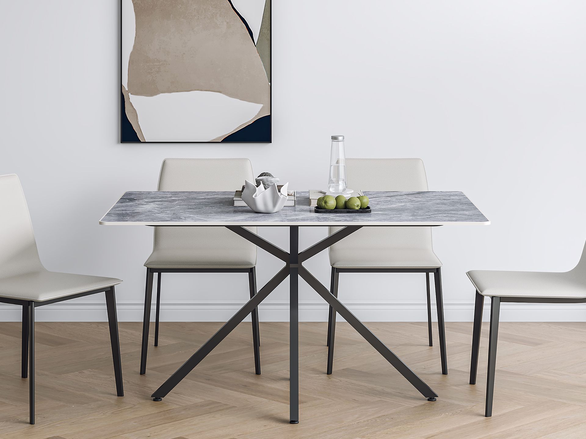 Asher Rectangle Dining Table 140 X 90cm - White Marble