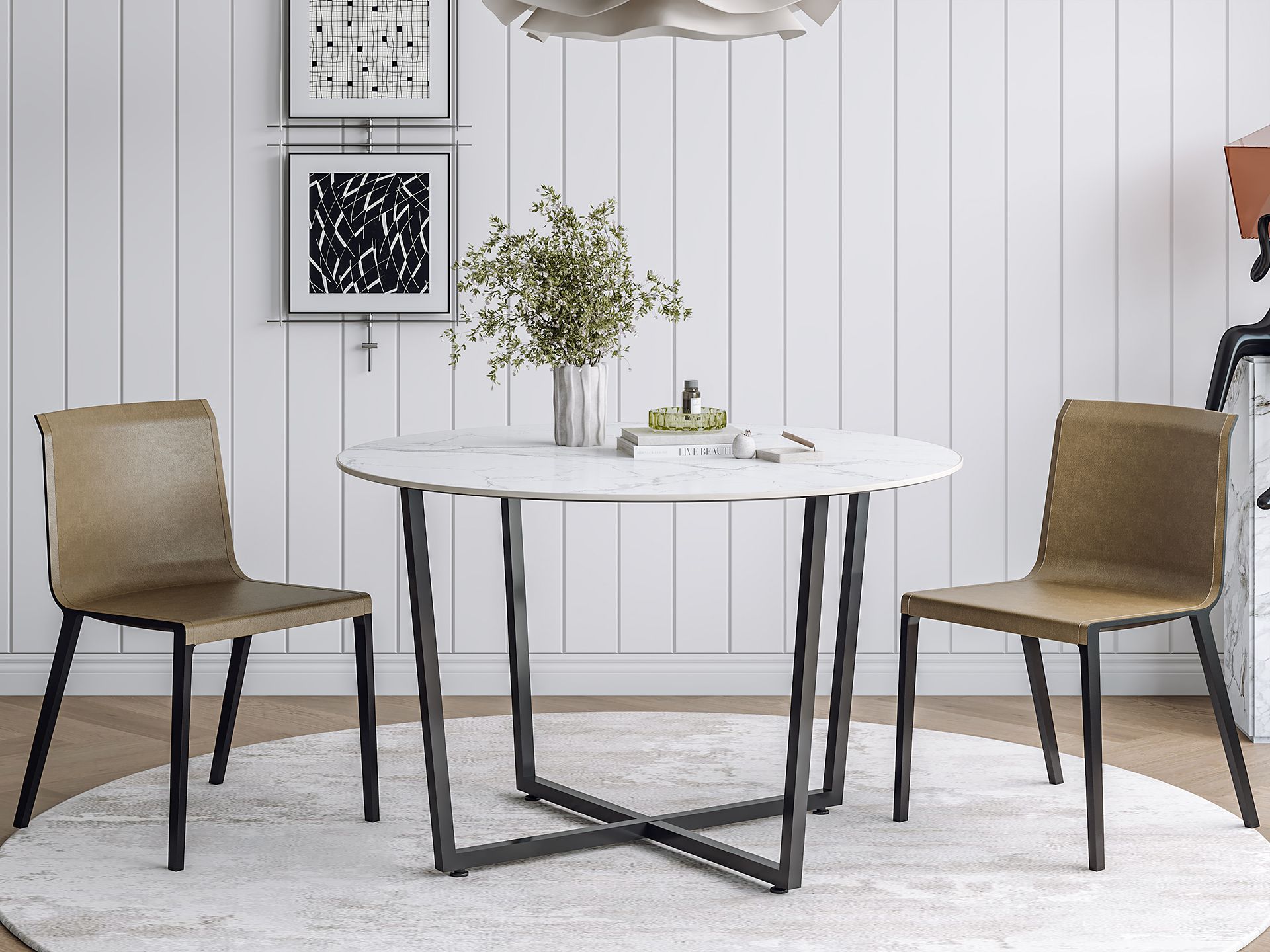 Nova Round Dining Table 120 X 75cm - White Marble
