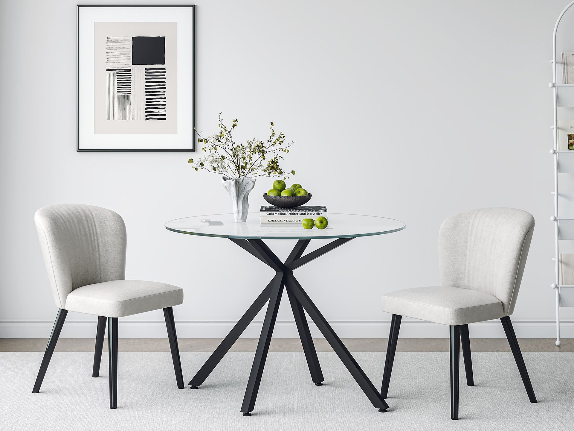 Dale Round Dining Table 100 X 75cm - Transparent + Black