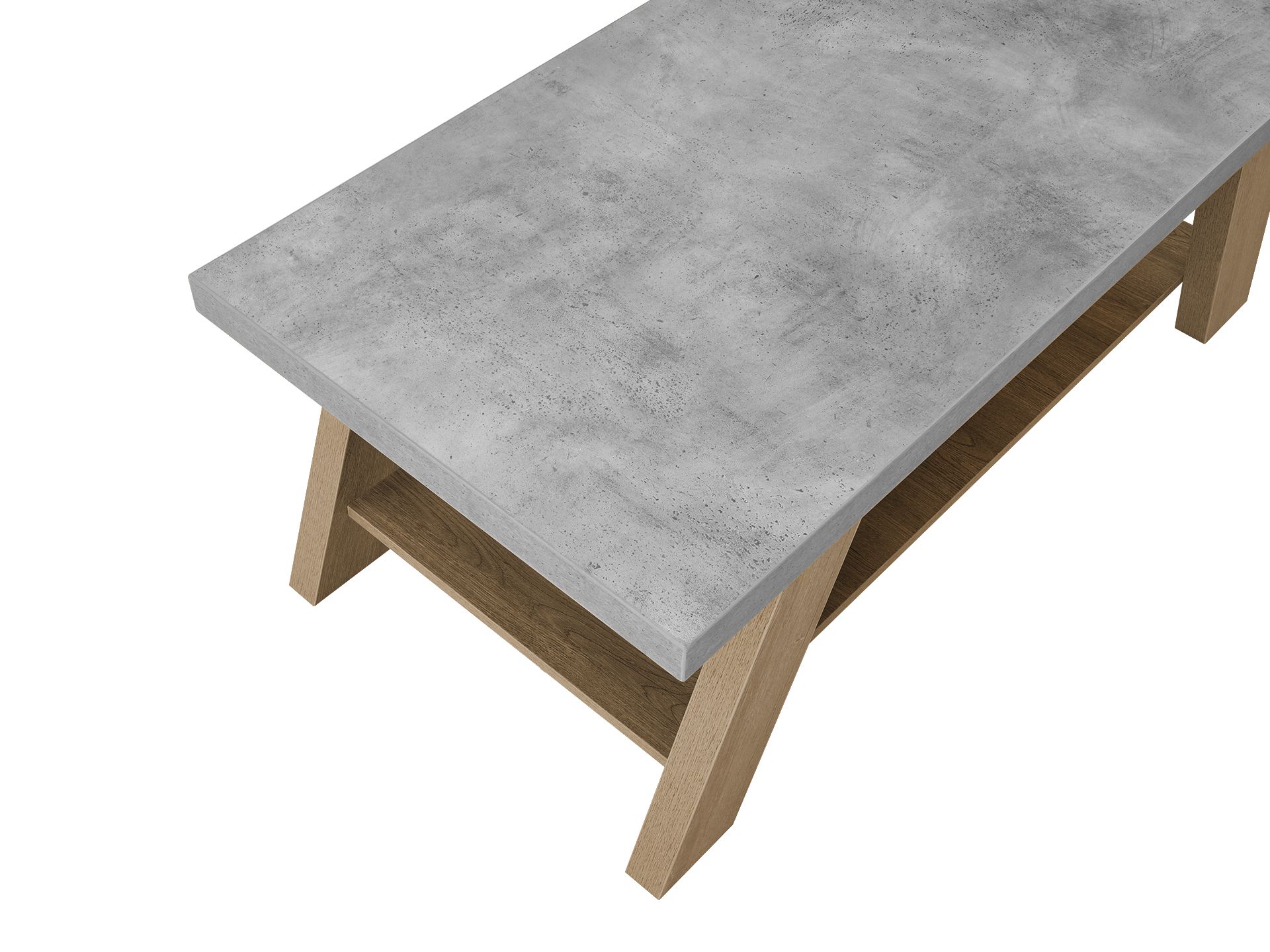 Tommie Rectangular Coffee Table - Cement + Oak