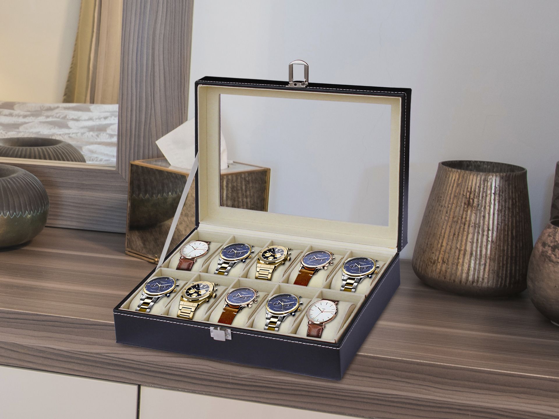 10 Slots Watch Storage Box Display Case