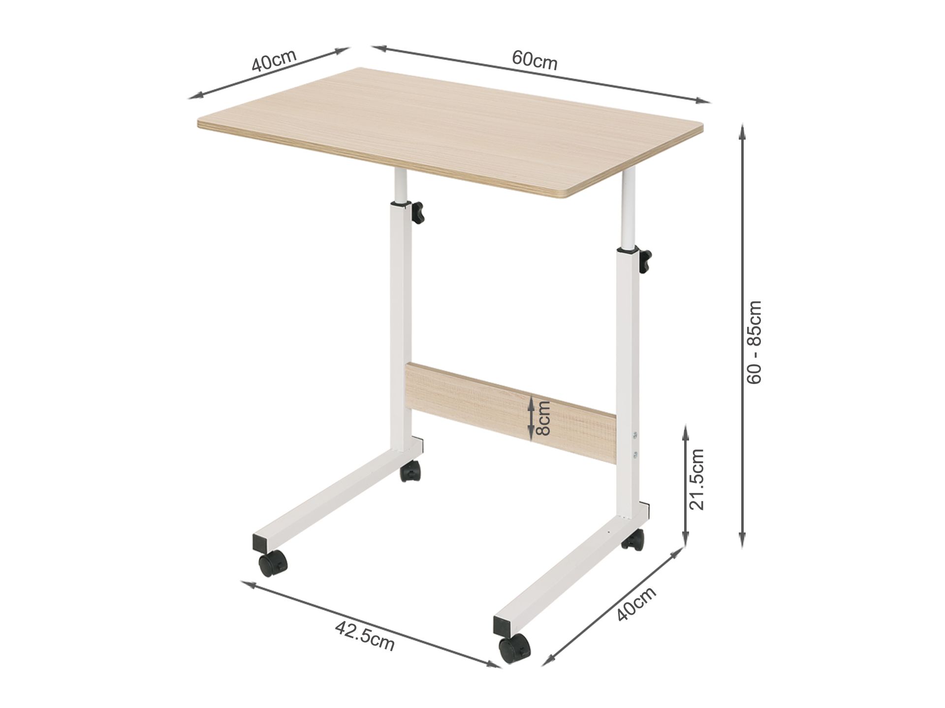 60 x 40cm Adjustable Laptop Stand Table - White