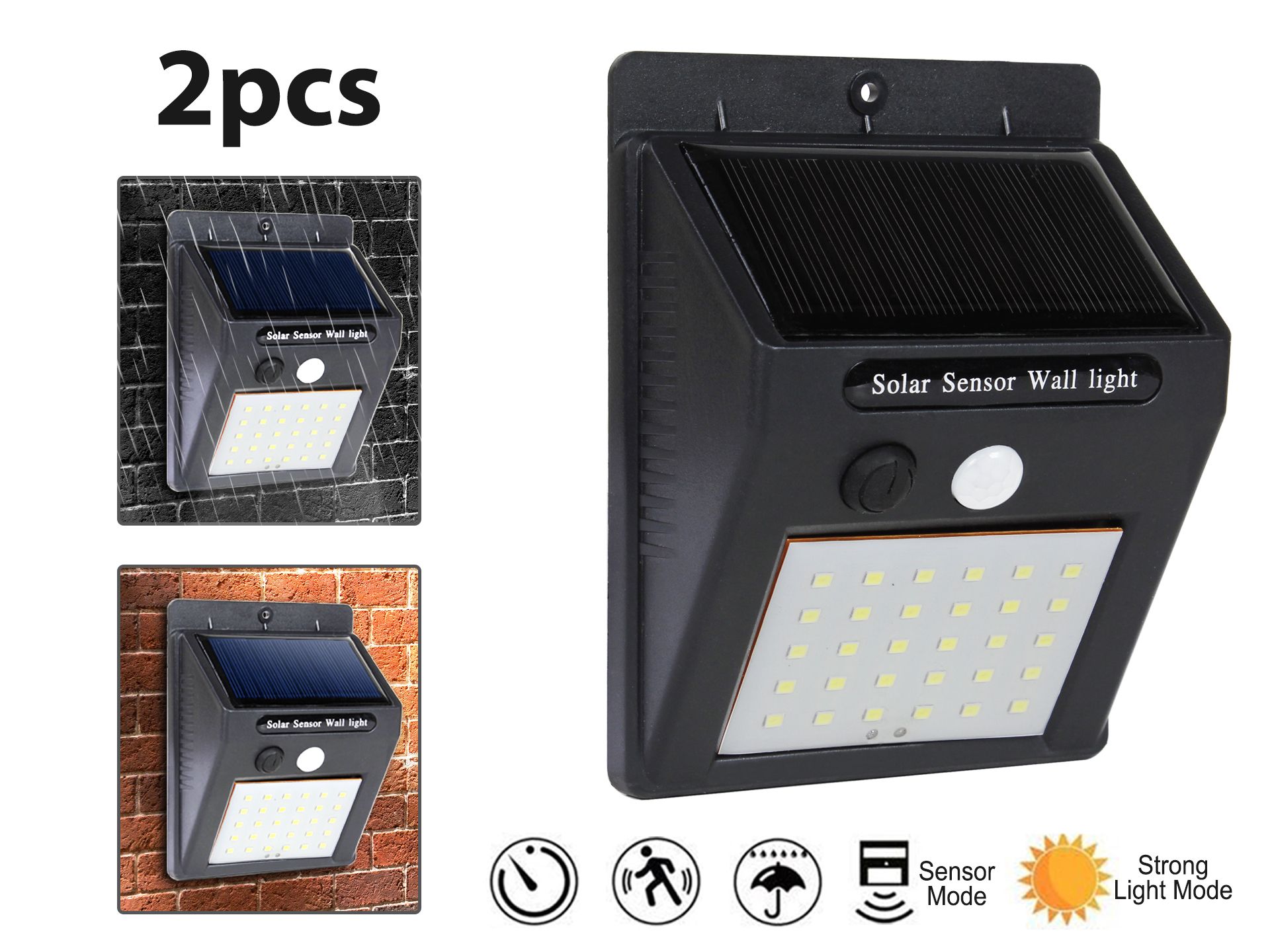 30 LED Wall Mounted Motion Solar Light  - Set of 2