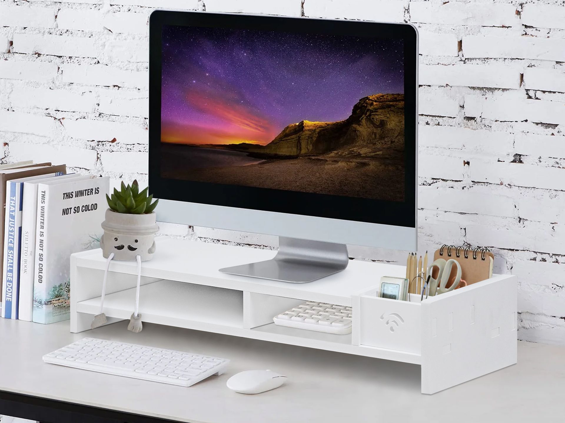 Tv stand riser outlet shelf