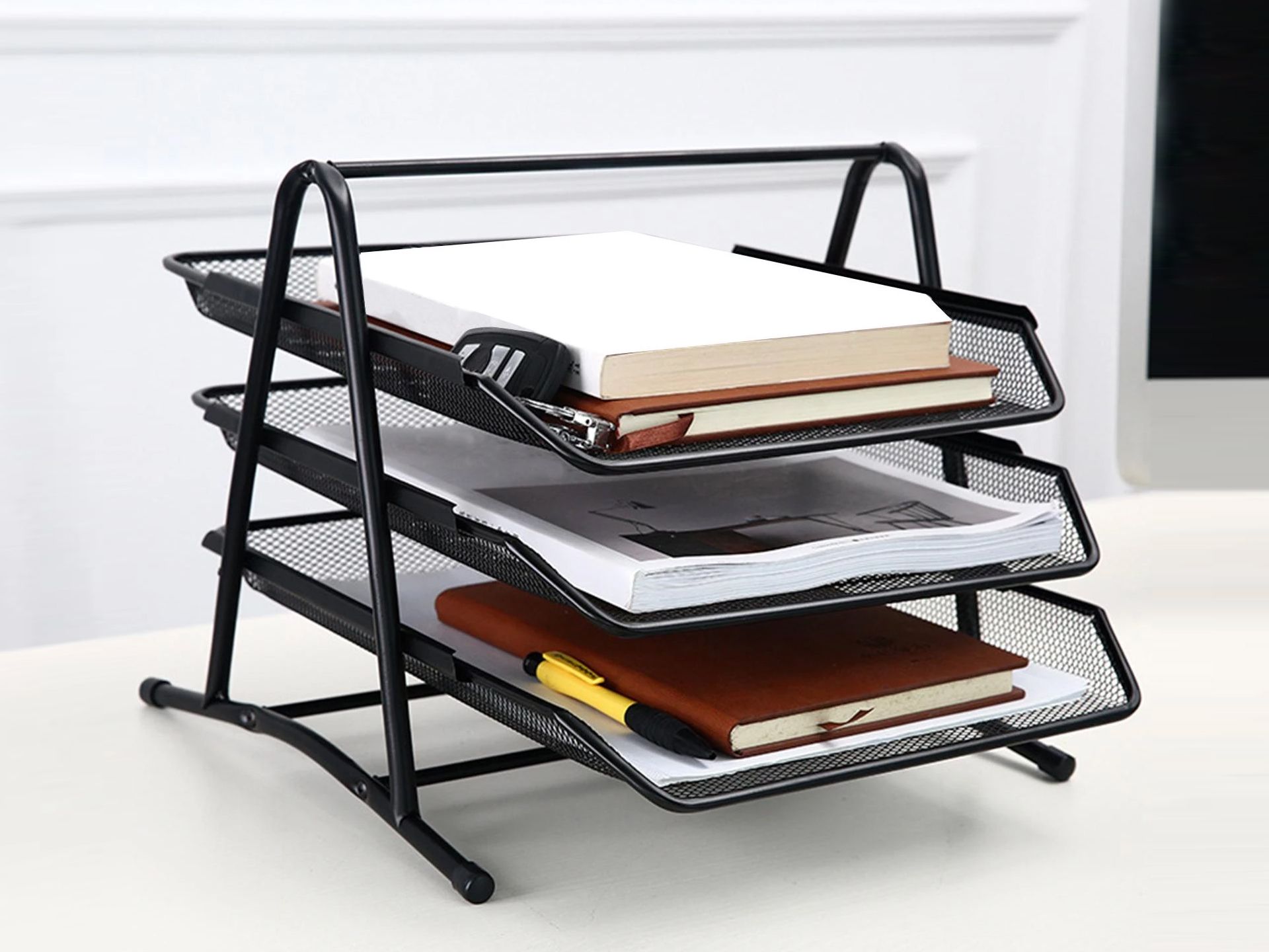 Desk Organiser File Tray Storage Rack 3 Tier