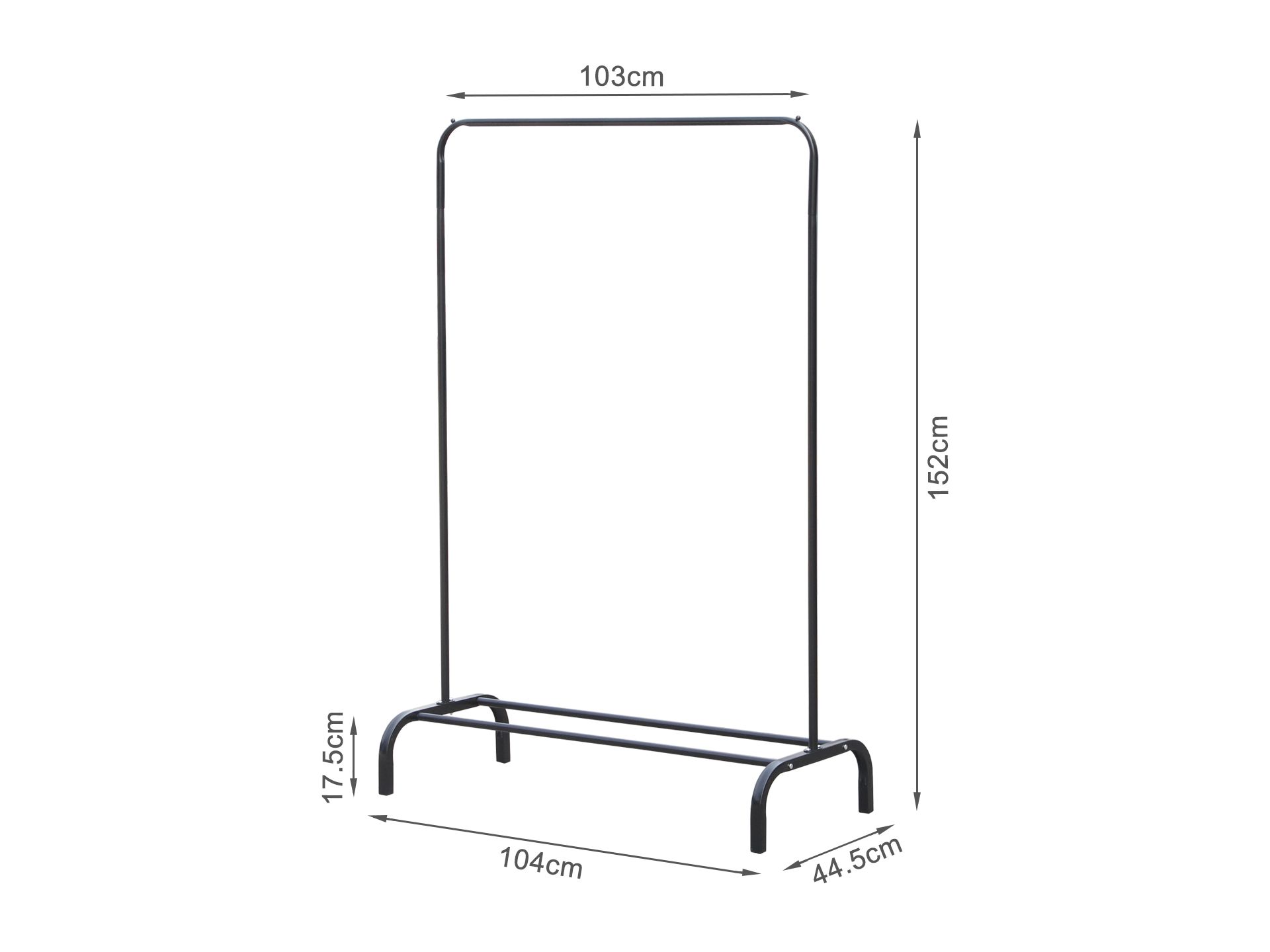 Metal Clothes Rack Stand Coat Hanger 104 x 152cm - Black