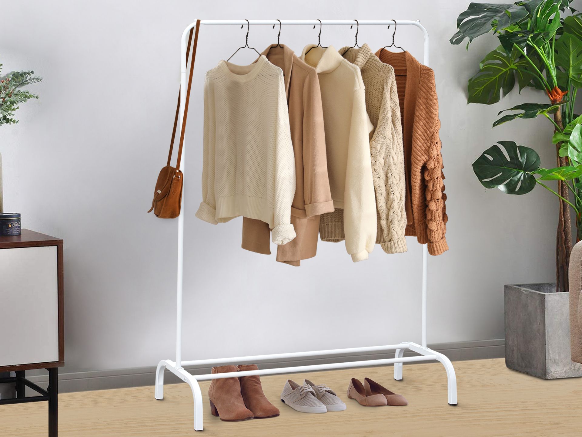 Metal Clothes Rack Stand Coat Hanger 104x152cm WHITE