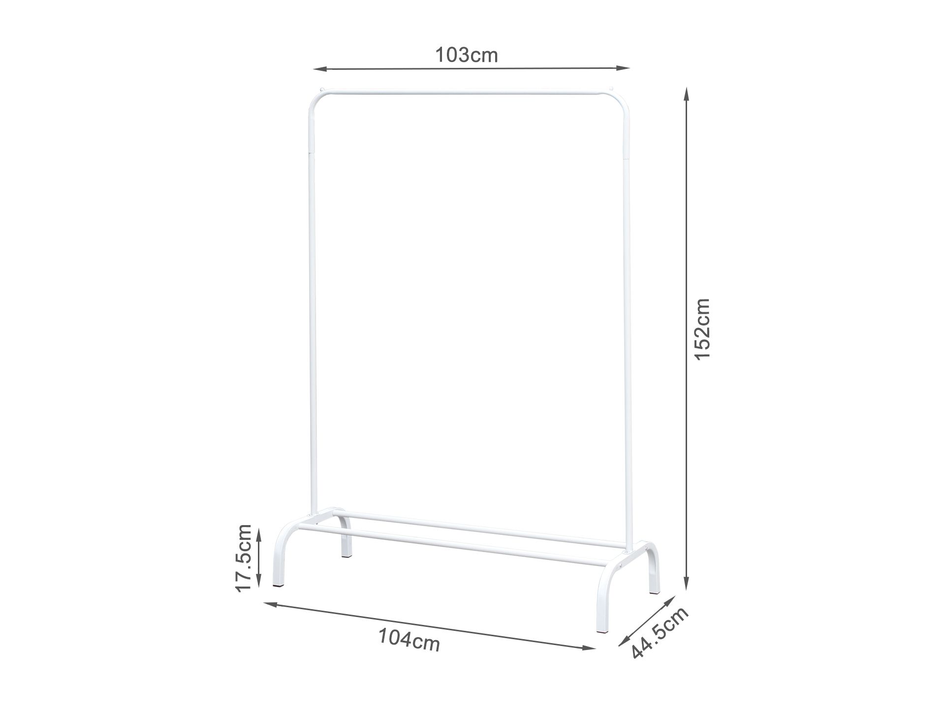 Metal Clothes Rack Stand Coat Hanger 104 x 152cm - White