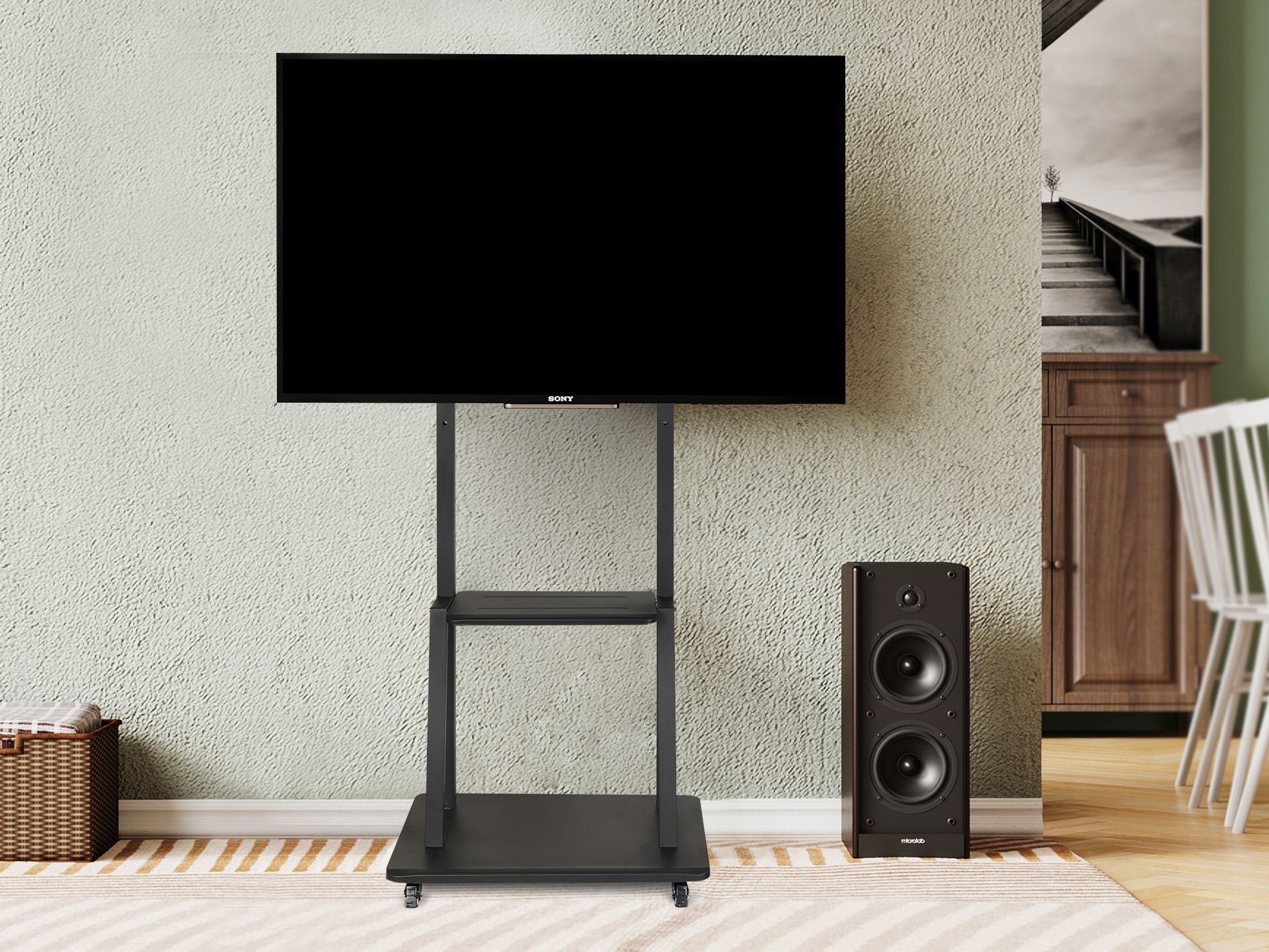 Mobile TV Stand Height Adjustable 32