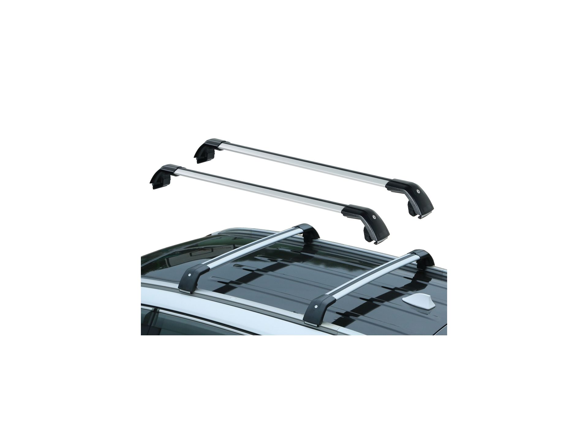 114 118cm Universal Car SUV Flush Rail Roof Rack 2PCS SILVER