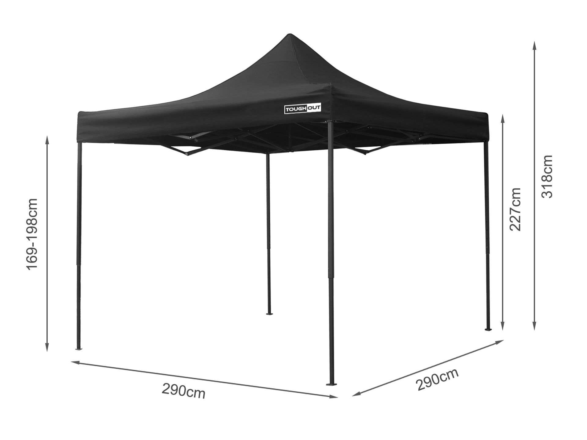 Toughout Breeze Gazebo 3 x 3m - Black