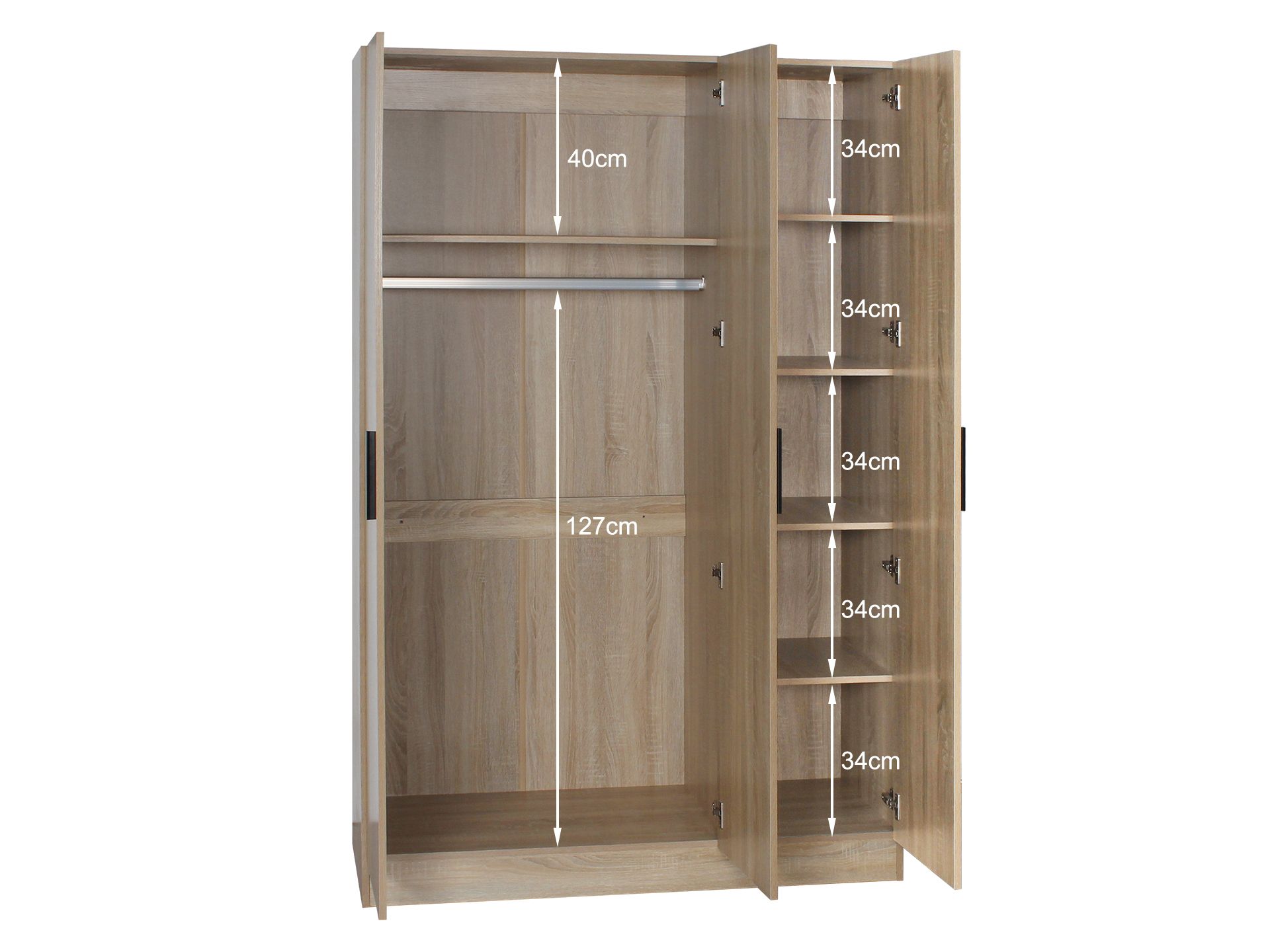Bram 3 Door Wardrobe Cabinet - Oak