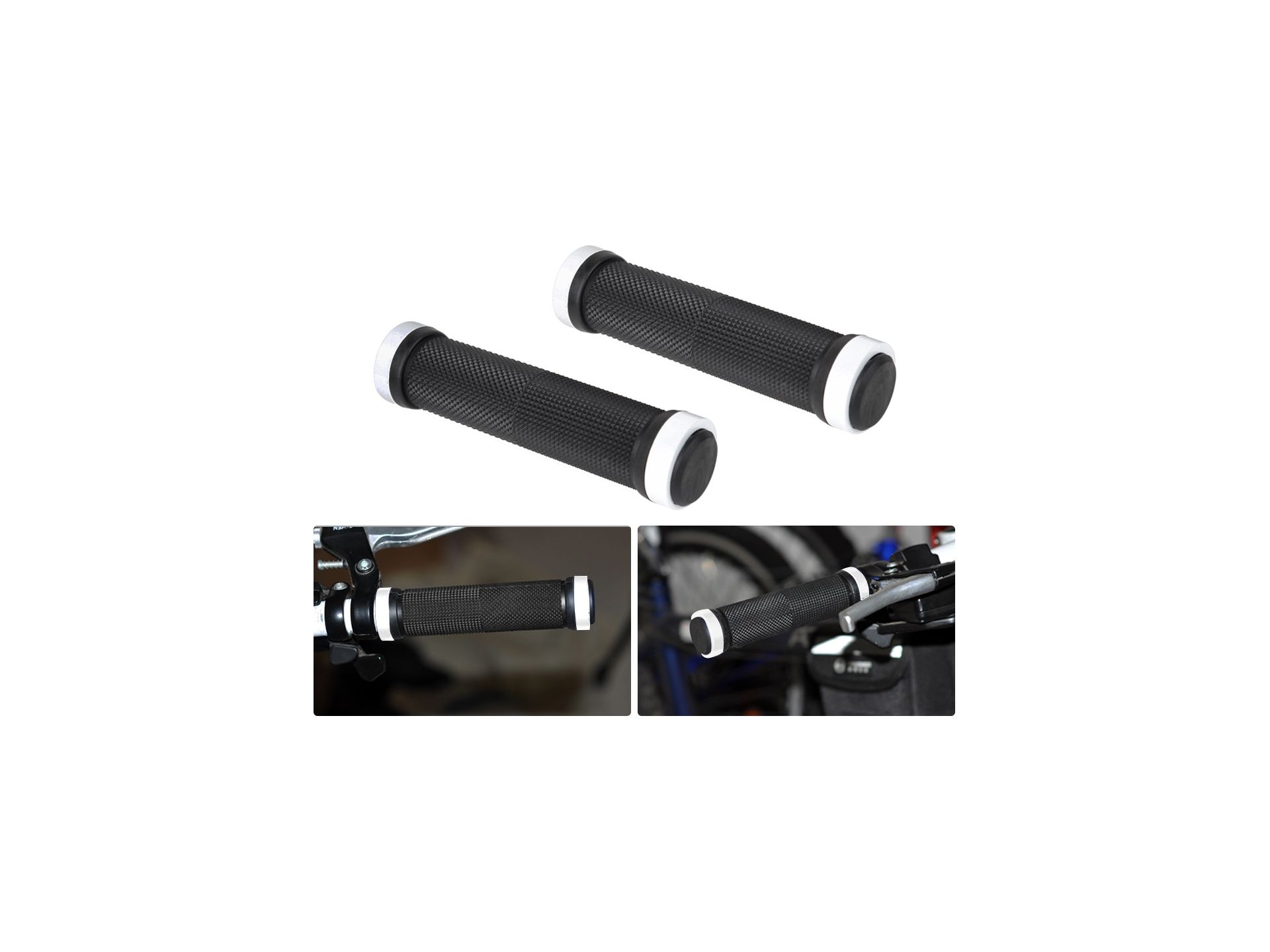 Dual Lock on Bicycle Bike Handlebar Grips 2PCS - WHITE