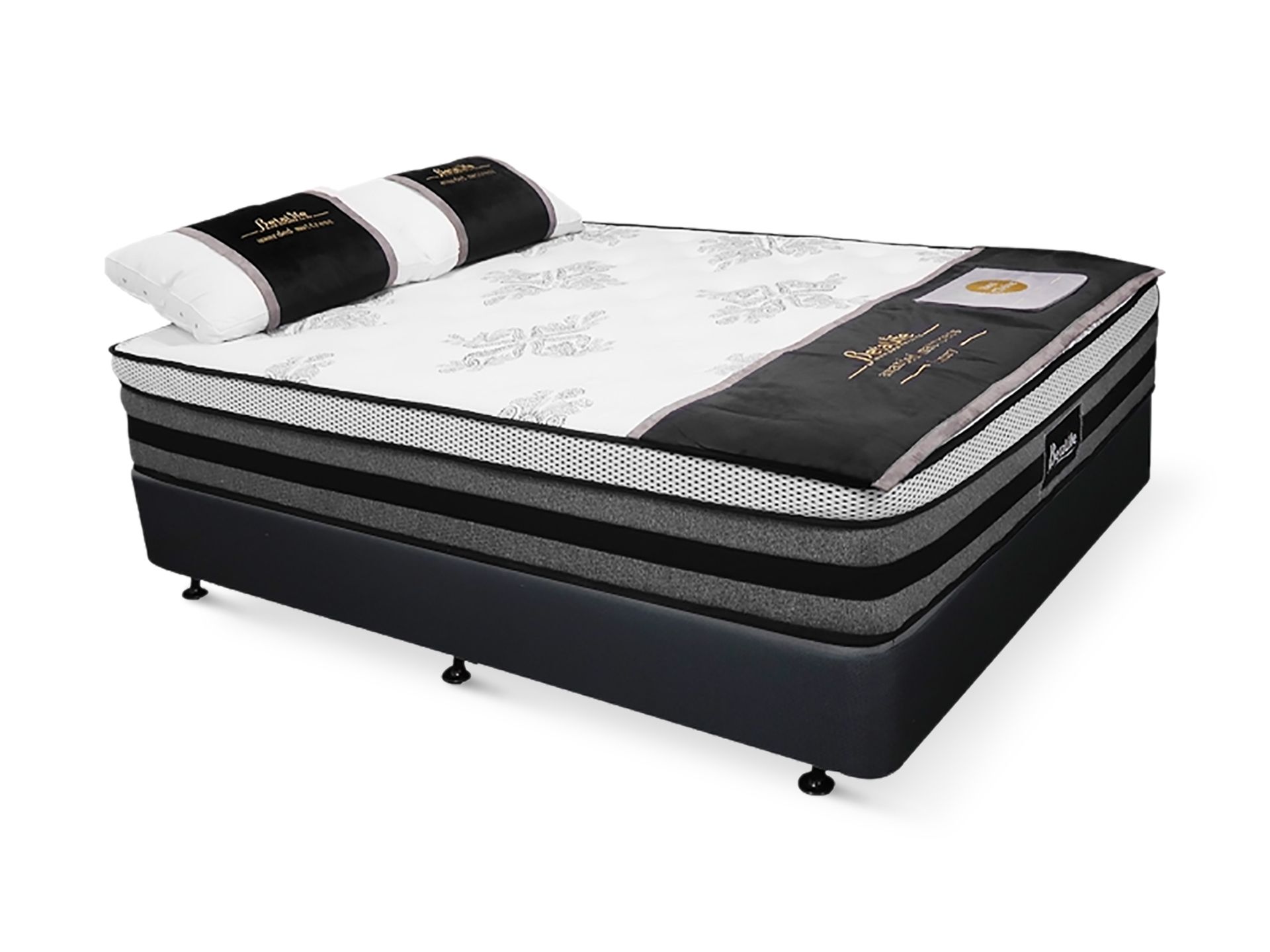 Vinson Fabric Queen Bed with Luxury Latex Mattress - Black