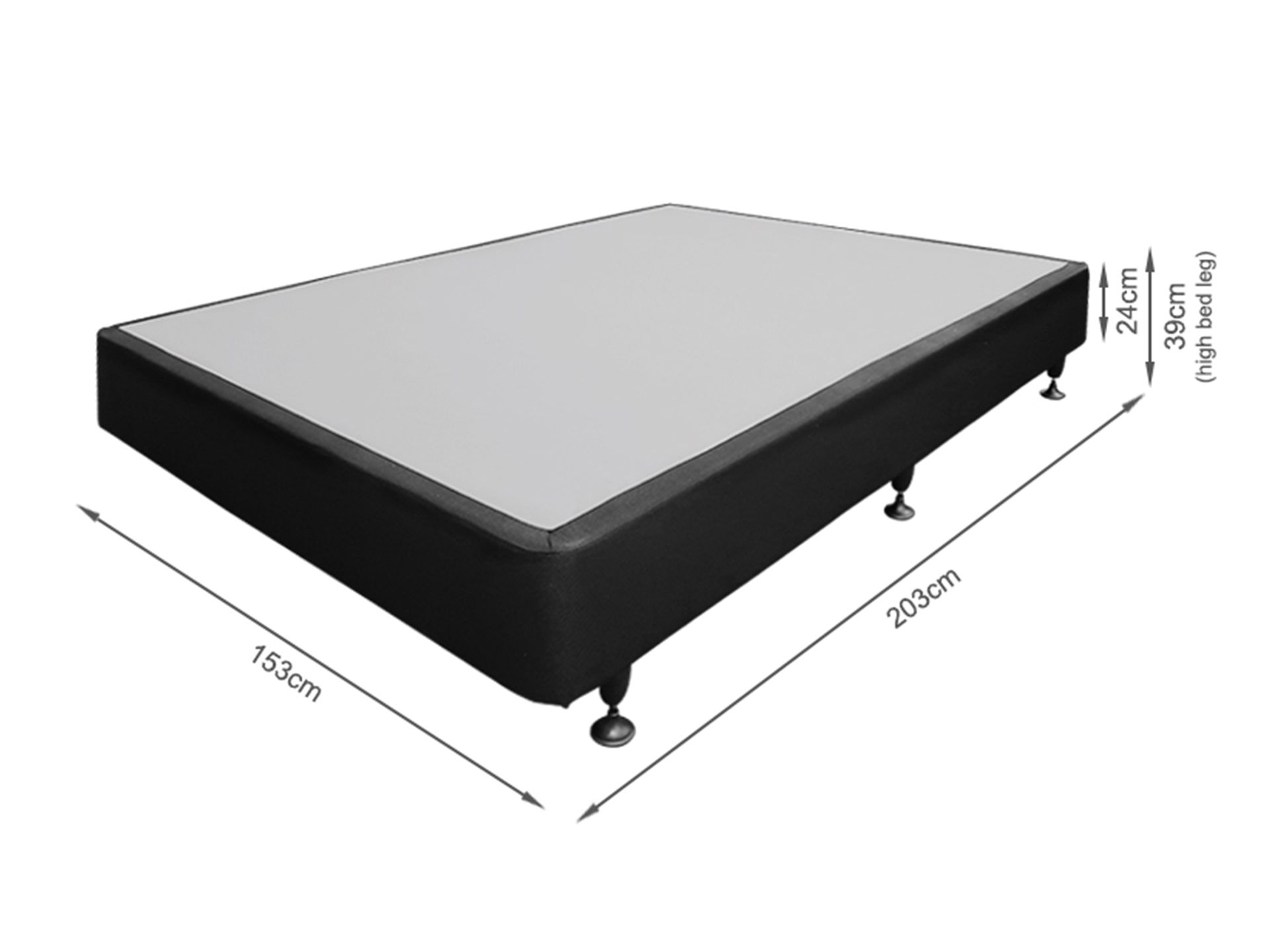 Vinson Fabric Queen Bed with Premier Back Support Mattress - Black