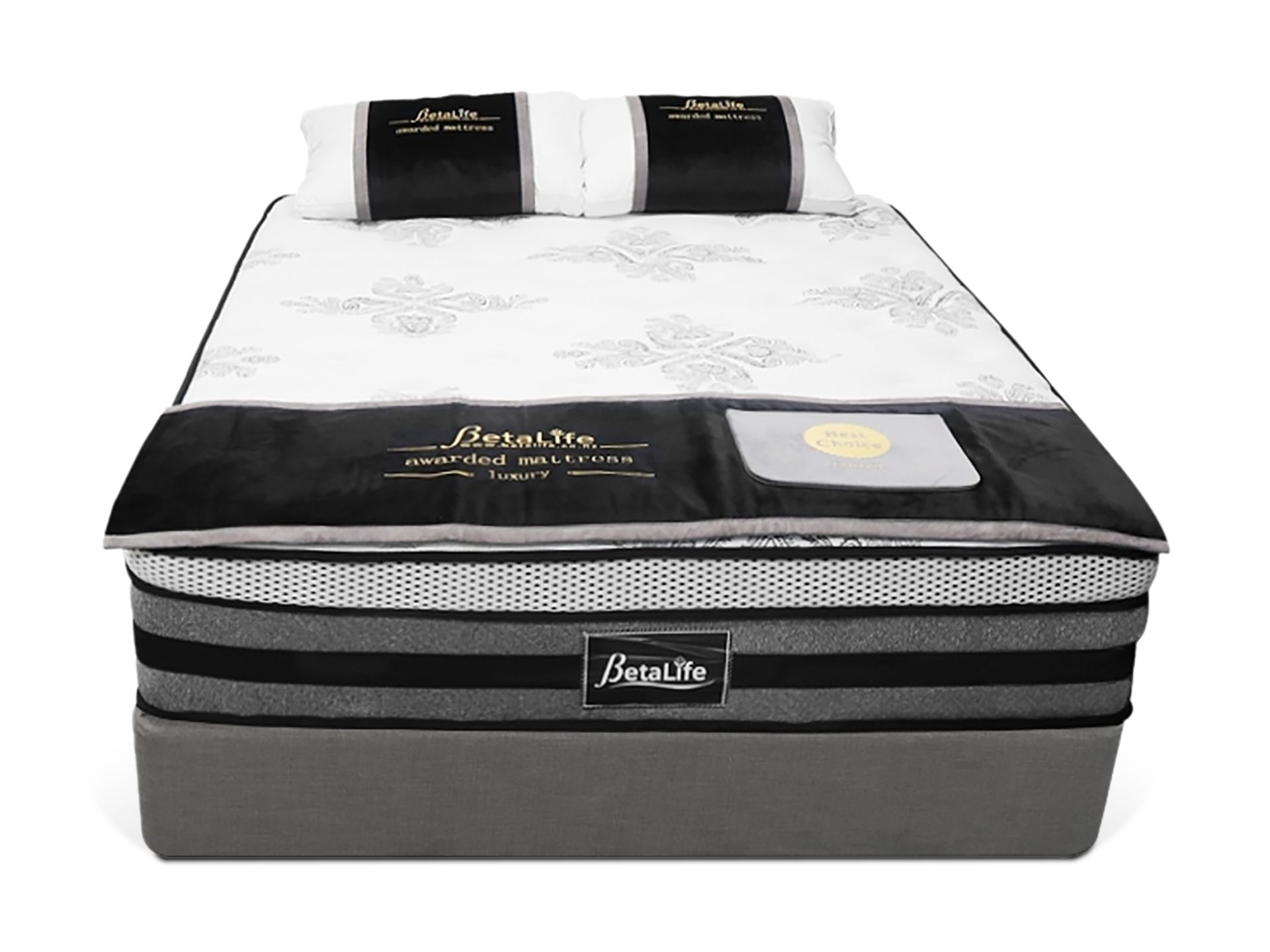 Vinson Fabric Double Bed with Luxury Latex Mattress - Grey