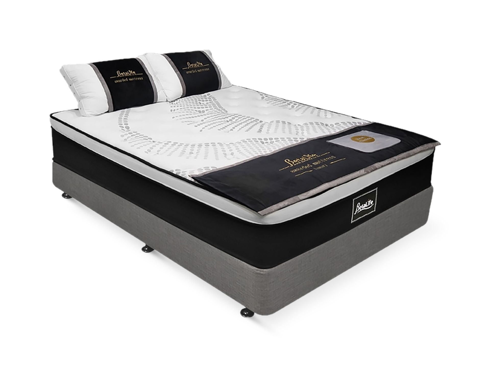 Vinson Fabric Double Bed with Premier Back Support Mattress - Grey
