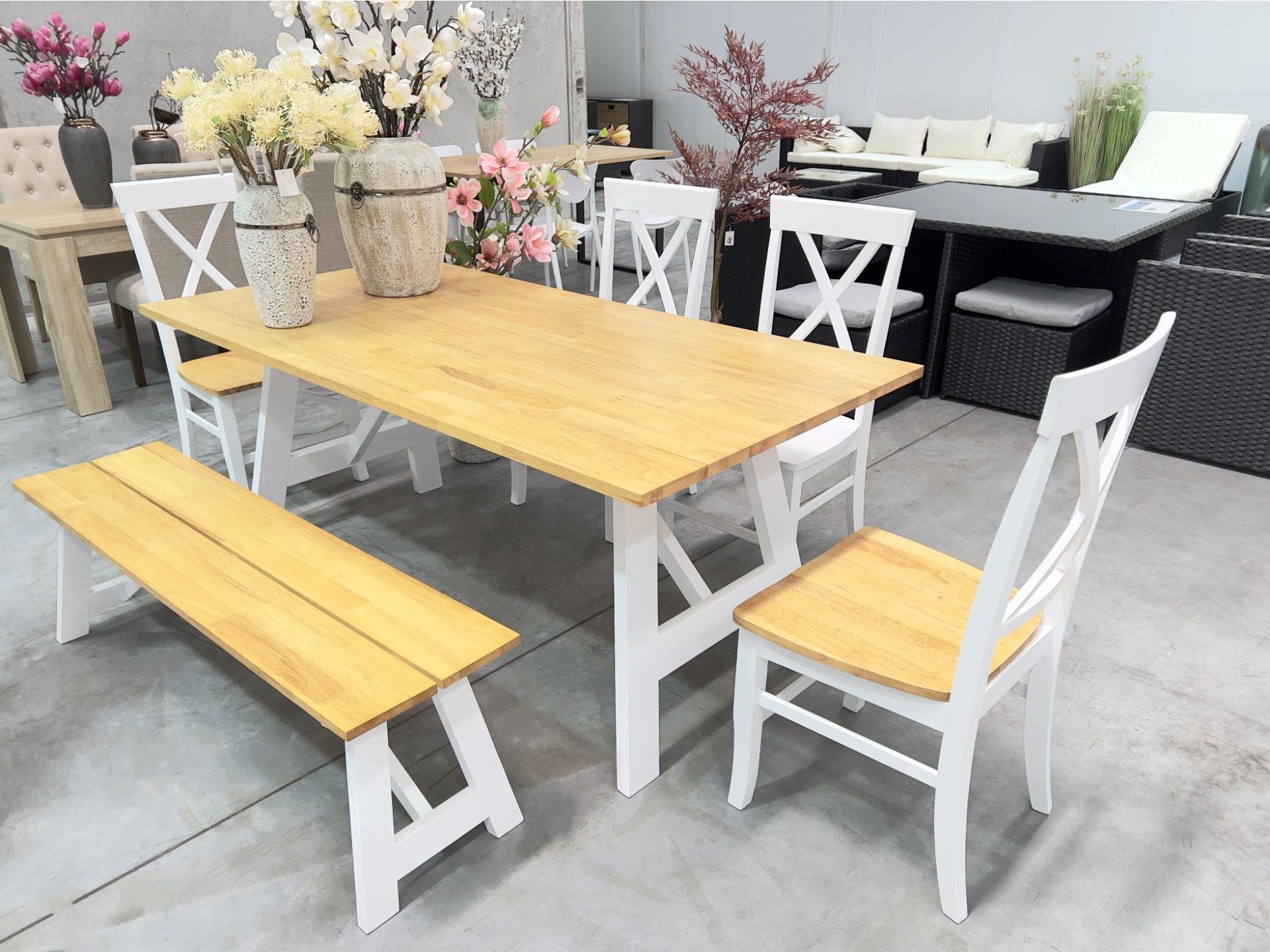 Bali 6 Piece Dining Room Furniture Package - Oak + White