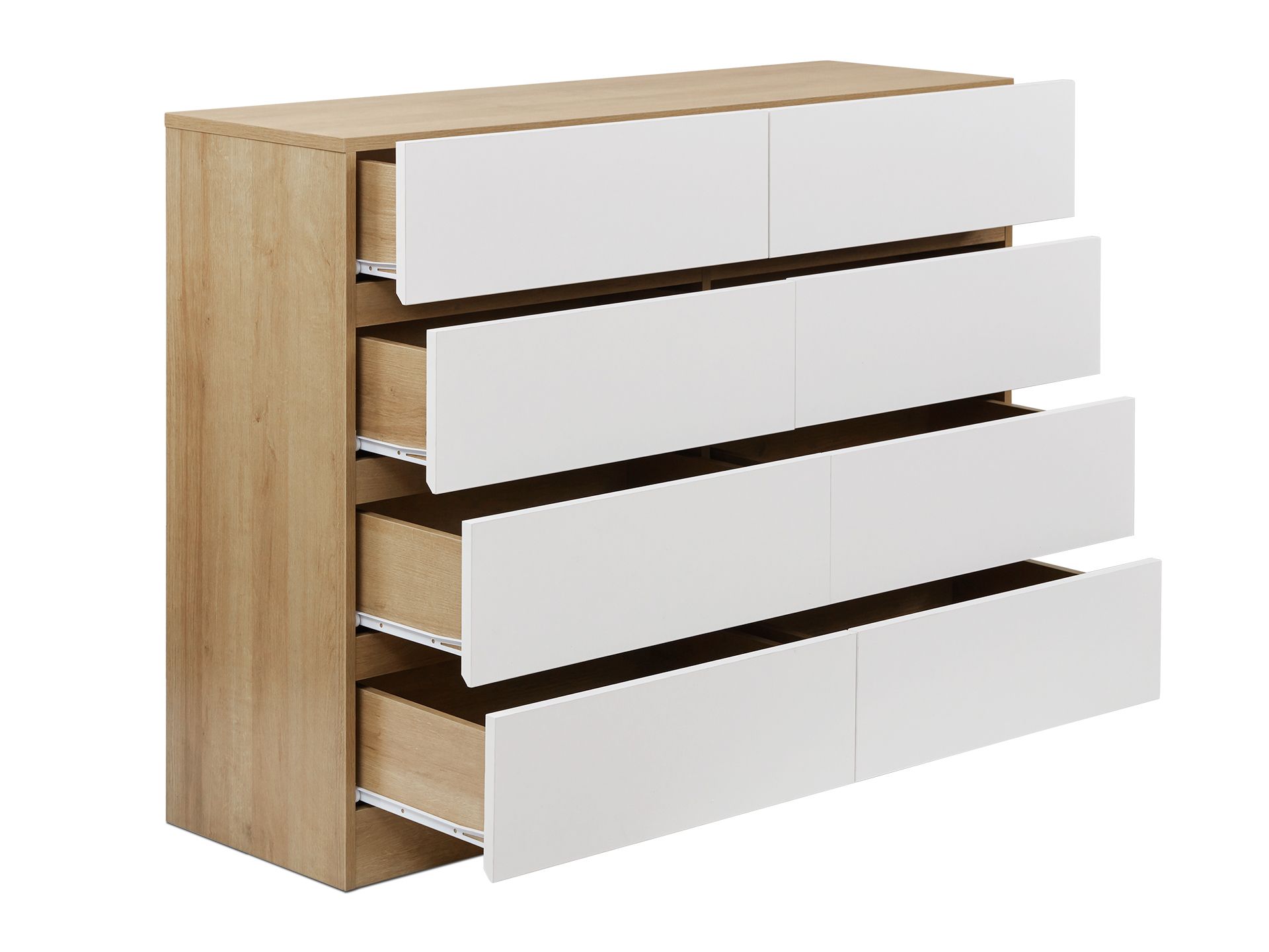 Harris 8 Drawers Low Boy - Oak + White
