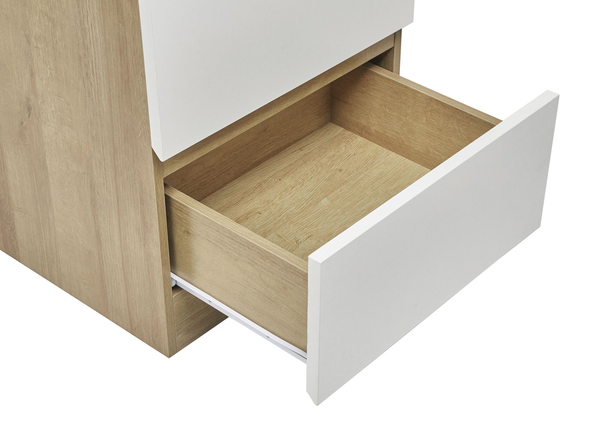 Harris 6 Drawer Tallboy with Mirror - Oak + White