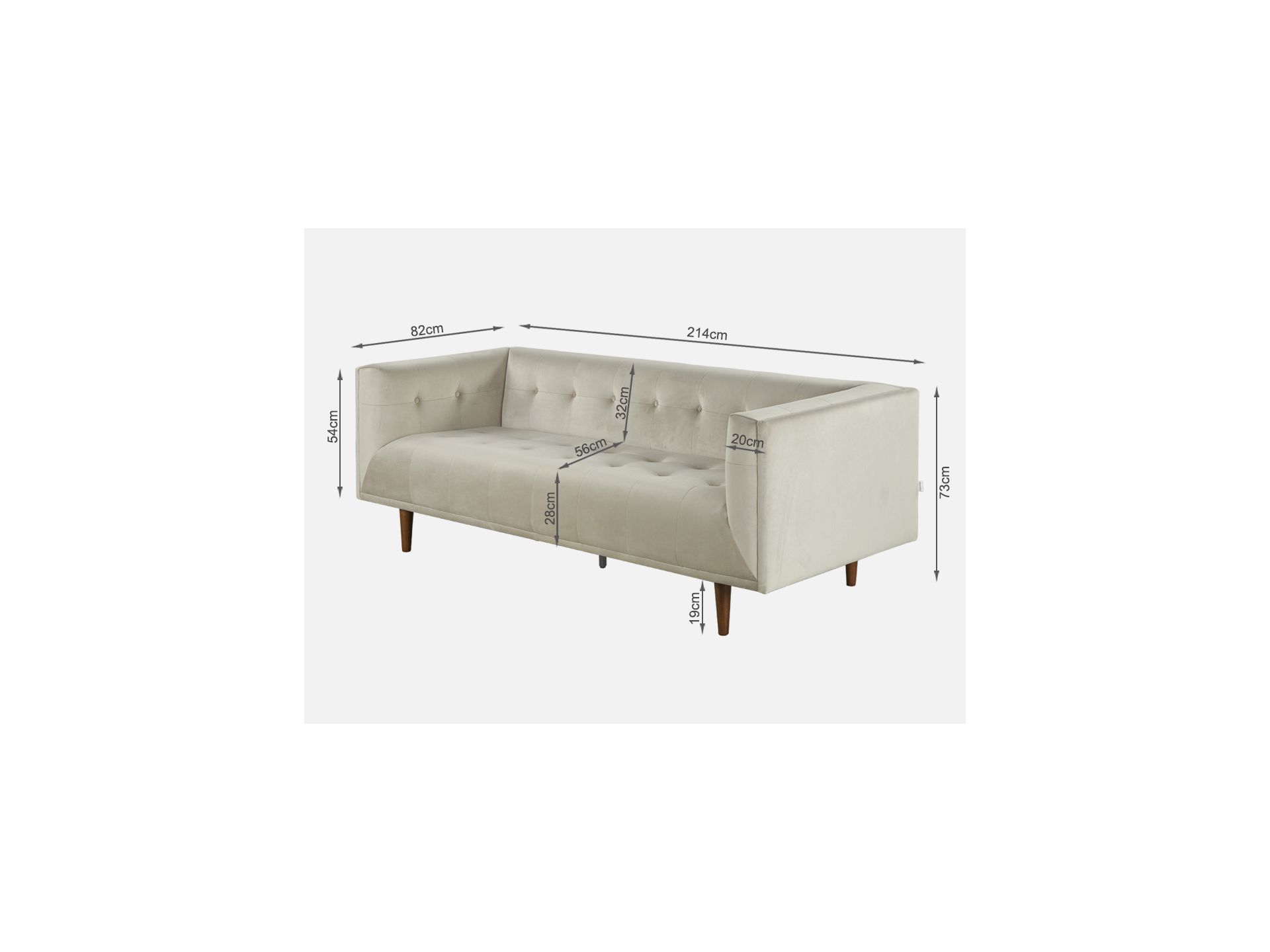 MANAROLA 3 Seater Sofa - BEIGE