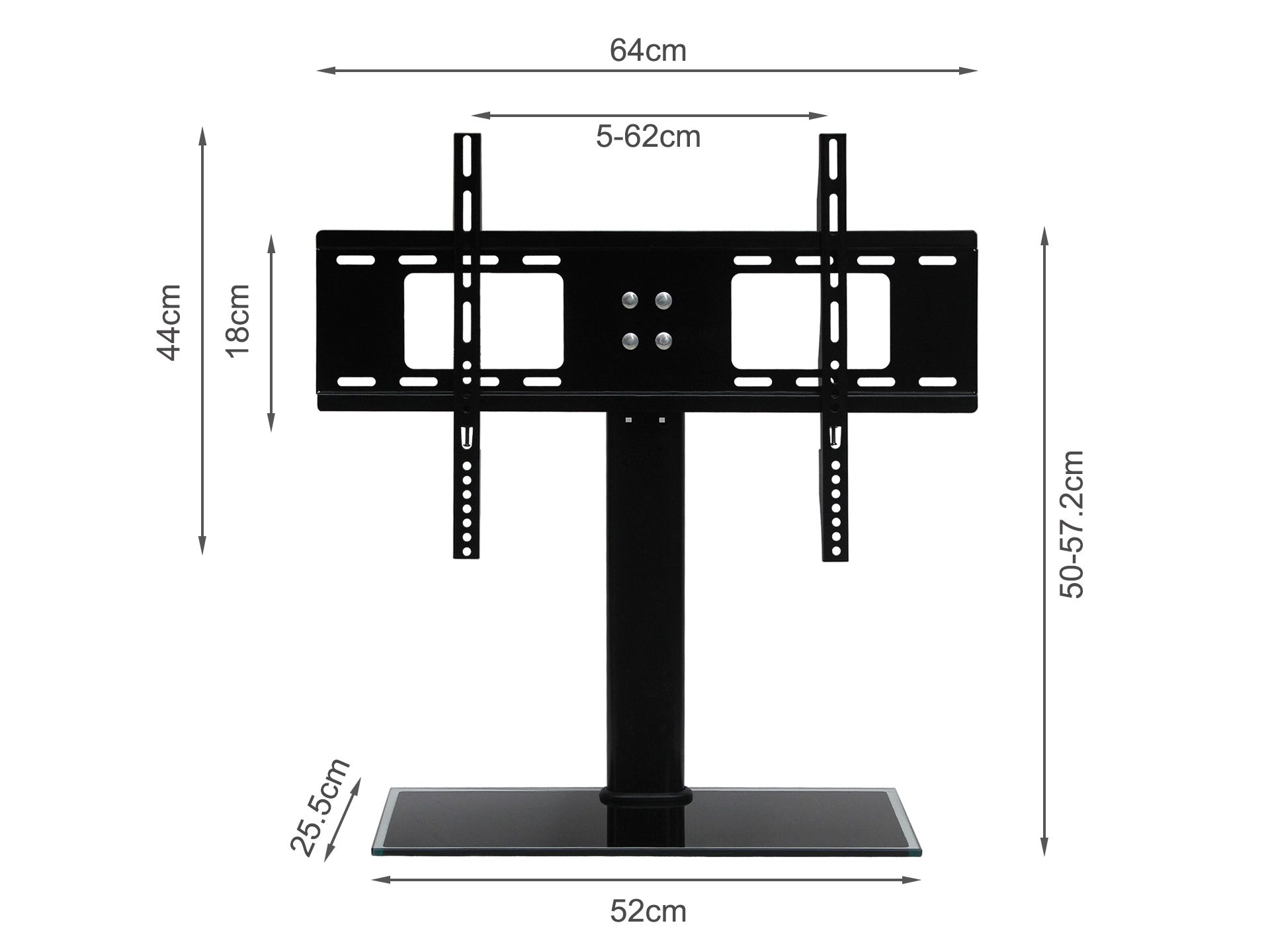 TV Stand With Glass Base Height Adjustable 32-55