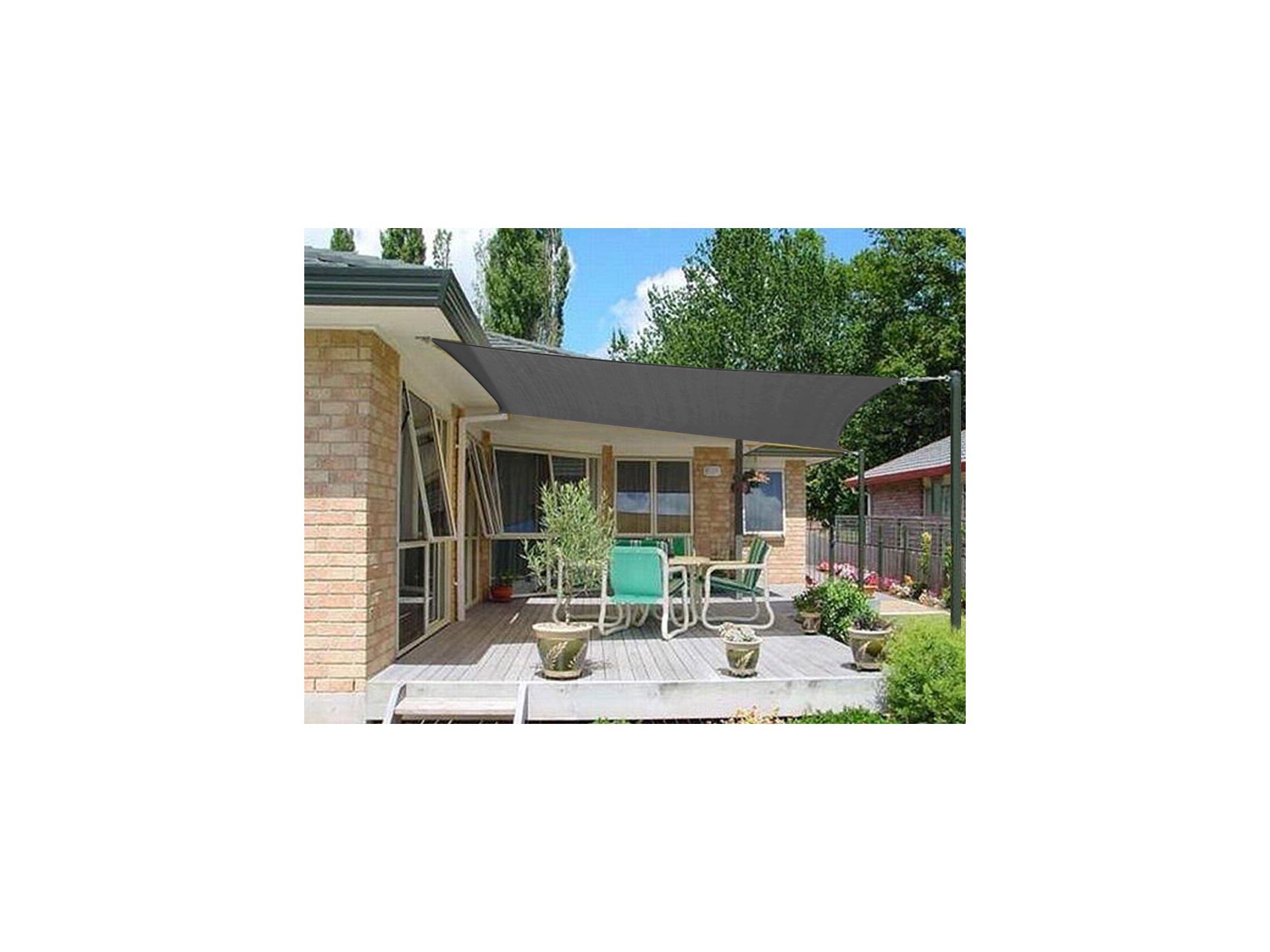 TOUGHOUT Shade Sail Square 5m x 5m - CHARCOAL