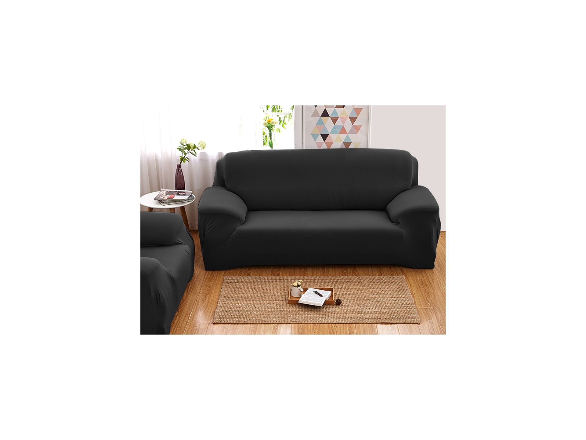 2 Seater Sofa Couch Cover 145-185cm - Black