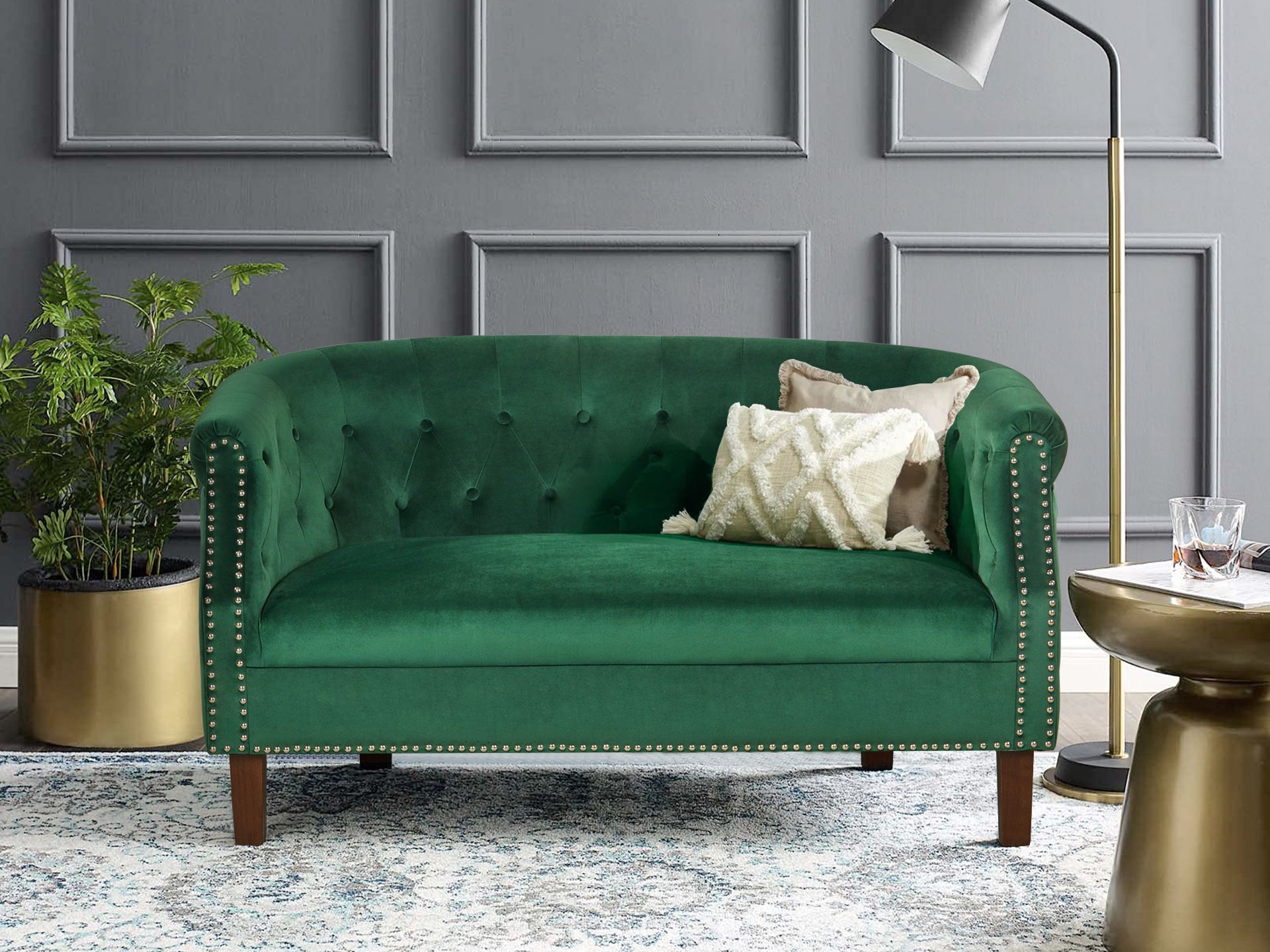 Astana 2 Seater Velvet Sofa Green