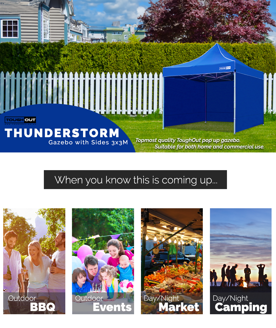 Toughout Thunderstorm Gazebo 3 x 3m - Blue Toughout Thunderstorm Gazebo 3 x 3m - Blue