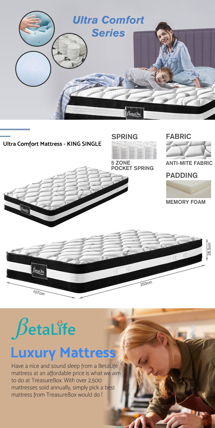 Betalife Ultra Comfort Memory Foam Mattress – KING SINGLE