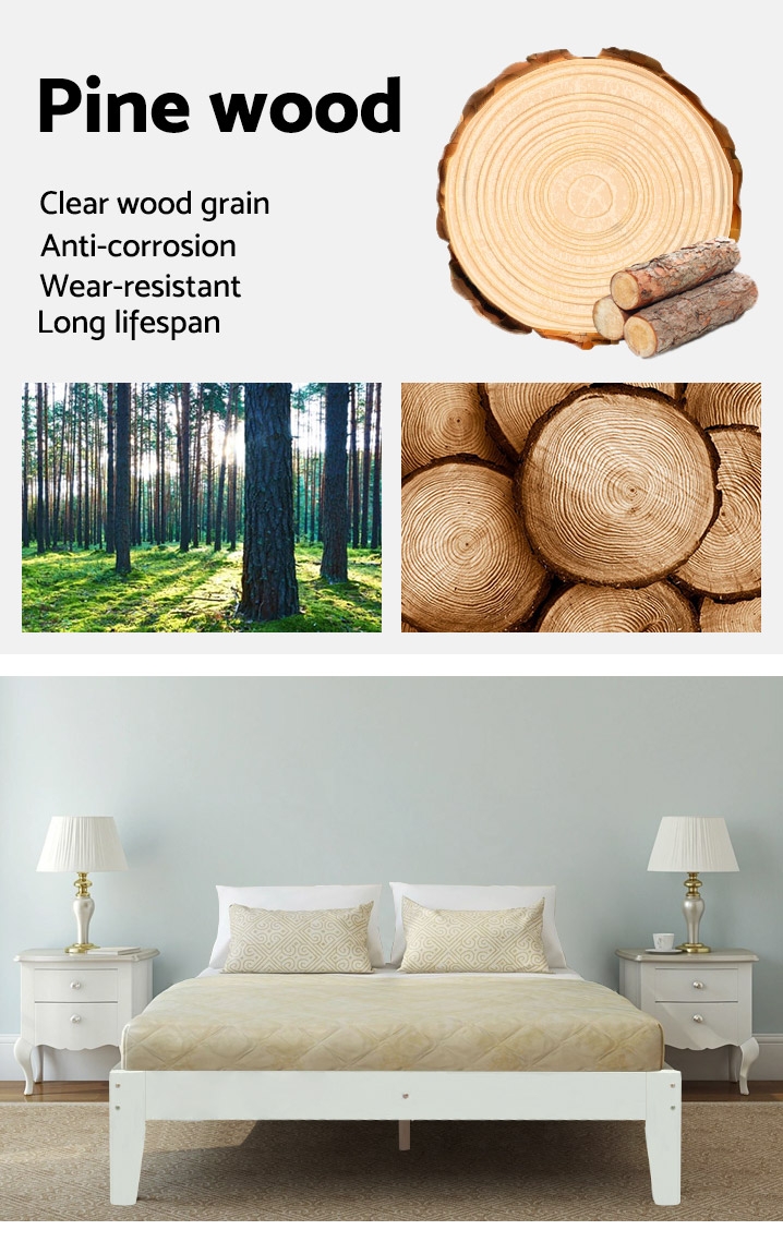 MERI Wooden Slat Bed Base - DOUBLE